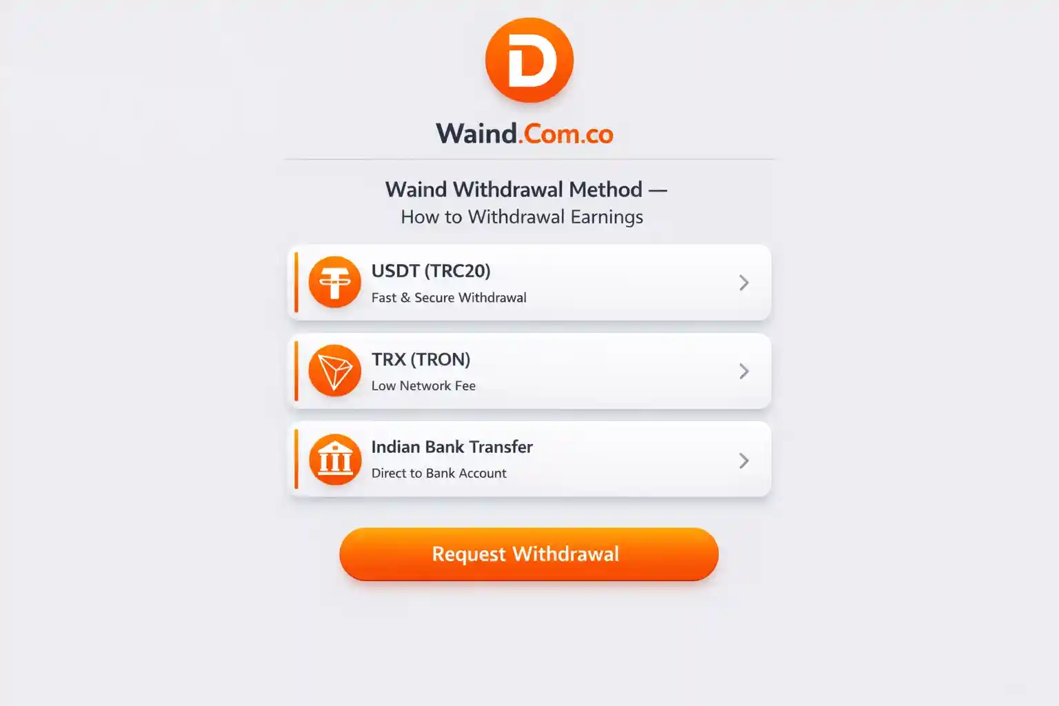 Waind Withdrawal Method